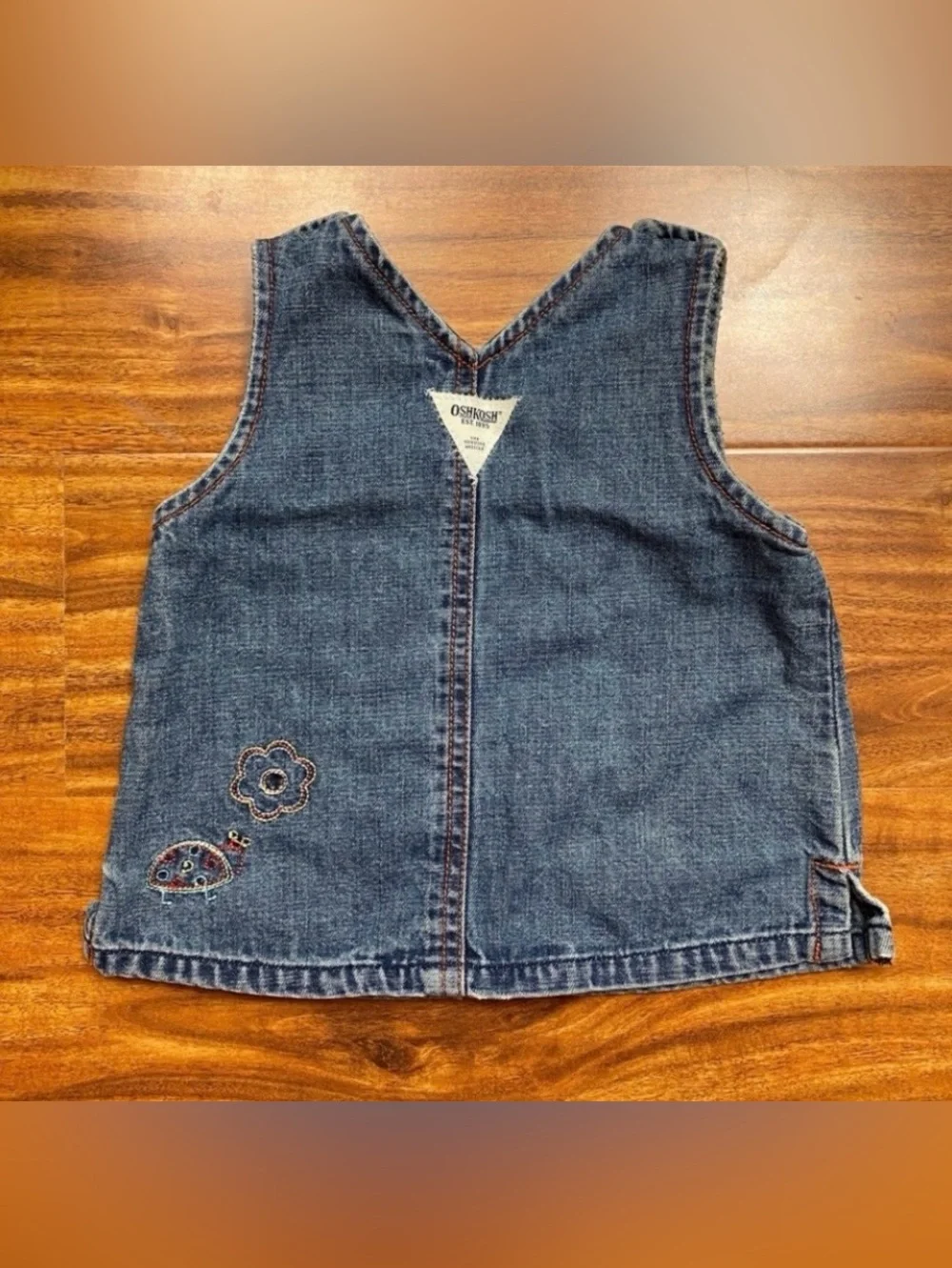 3/$25 Oshkosh B'Gosh Baby Girl Sleeveless Embroidered Denim Tunic Top Size 18M